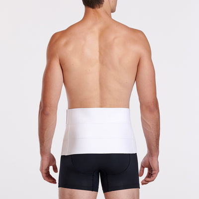 Marena Recovery style AB3S3 abdominal binder, back view shown on male model.