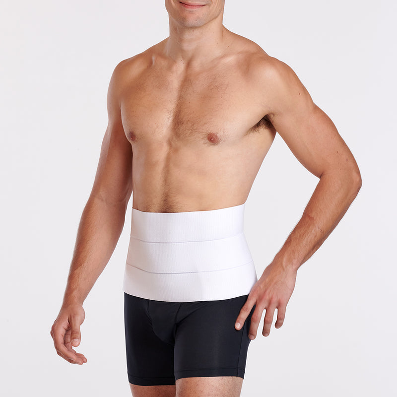 Marena Recovery style AB3X abdominal binder, front view shown on female model