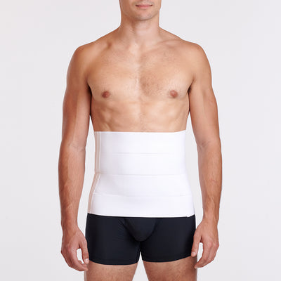 Marena Recovery style AB4F7 abdominal binder shown from the front with male model.