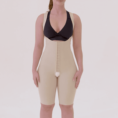 Female Curves Bodysuit With Hidden Reinforcement Panels Short Length in beige gif