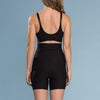 Marena Shape style ME-321 High-waist compression mini shorts back view, in black