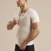 Marena Recovery style MHV-SS Short sleeve Compression vest with front zipper, side view in beige
