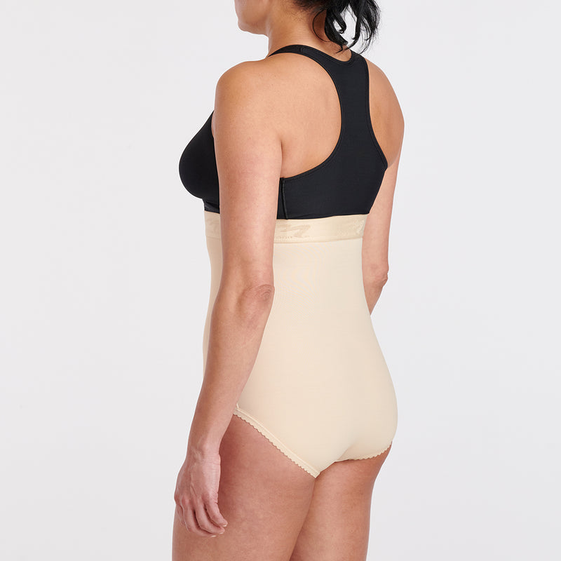 Marena Maternity™ C-Section Post-Pregnancy Shaper, bikini length, front view, shown in beige