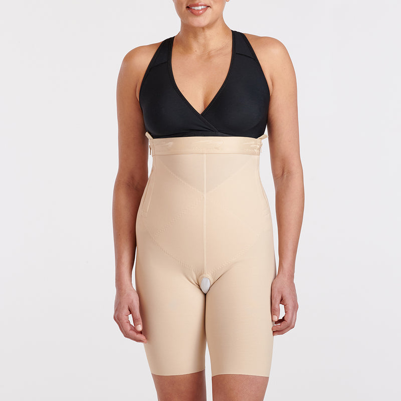 Marena Maternity™ C-Section Post-Pregnancy Shaper, short length, side detail view, shown in beige