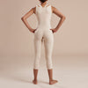 Marena Recovery style SFBHM Capri length compression girdle with high-back, back view in beige