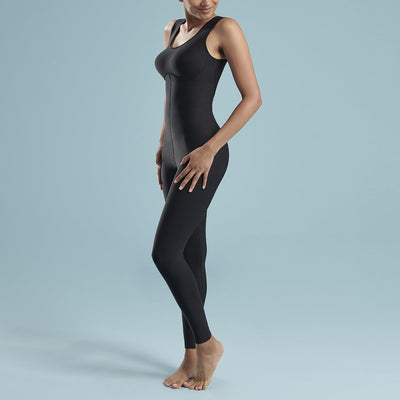 Marena Shape style VA-02 VerAmor Sleeveless petite inseam compression bodysuit, front pose view in black