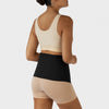 Marena Recovery style AICAB09 abdominal binder back view, shown in black on female model.