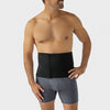 Marena Recovery style AICAB09 abdominal binder front view, shown in black on male model.