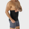 Marena Recovery style AICAB12 abdominal binder side detail view, shown in black on male model.