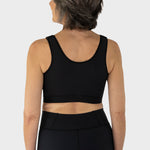 Caress Ultra-Soft Velcro-Closure Surgical Bra, back view in black