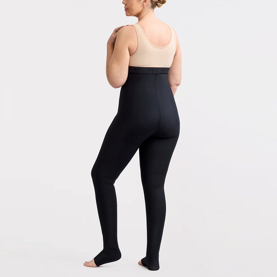 Marena Recovery style LIEMLES, Lipedema Everyday Management Legging in black, shown from the back on a female model.