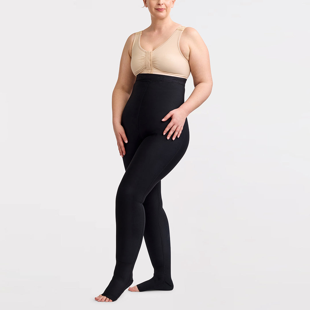 Marena Recovery style LIEMLES, Lipedema Everyday Management Legging in black, posed view on a female model.