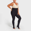 Marena Recovery style LIEMLMS Mid-State Lipedema garment in black, comfort ankle detail shown from the side on a female model.