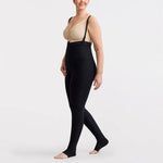 Marena Recovery style LIPSGHE, Lipedema Post-Surgical Girdle with Hook-&-Eye in black, shown from the front on a female model.