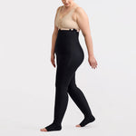 Marena Recovery style LIPSGSZ, Lipedema Post-Surgical Girdle with side zipper closures in black, shown from the side on a female model.