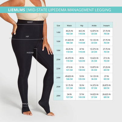 Lipedema Mid-State Everyday Management Legging with FlexFit Comfort Ankle™ | 15-20 mmHg | Style No.  LIEMLMS