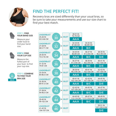 Size chart for Recovery bra B19