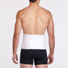 Marena Recovery style AB3F7 abdominal binder back view, shown on male model with velcro closure and inner fabric.