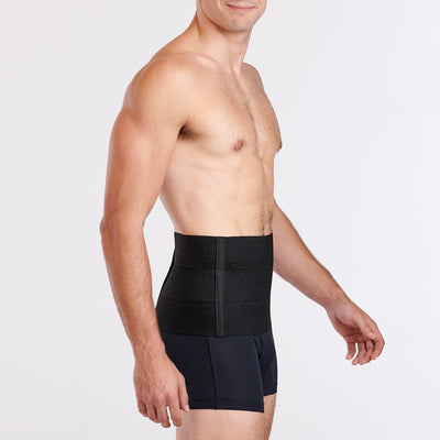 Marena Recovery style AB3 abdominal binder side view, show in black on male model.