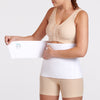 Marena Recovery style AB4S2 abdominal binder shown from the side with panel open on a female model.
