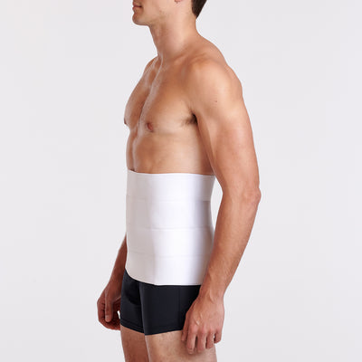 Marena Recovery style AB4X abdominal binder shown from the side on a male model.