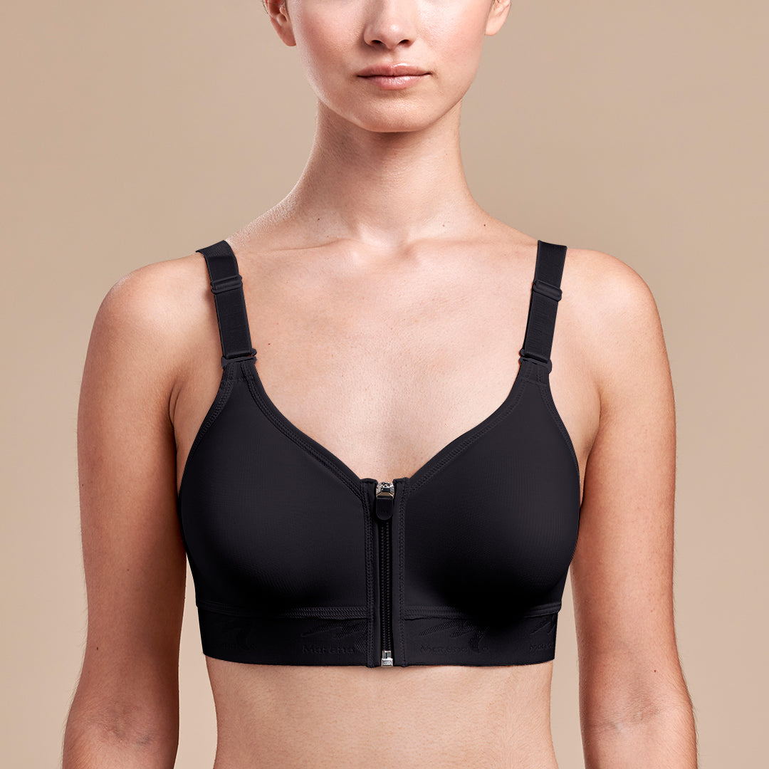 Underworks Black Double Mastectomy Bra with Molded Pad Inserts - Cotton  Adjustable Sleep and Leisure Bra - Padded Shoulders 