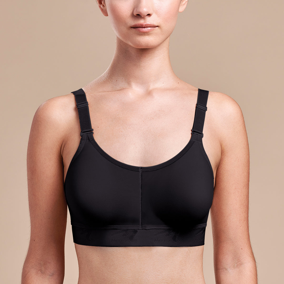 Underworks Black Double Mastectomy Bra with Molded Pad Inserts - Cotton  Adjustable Sleep and Leisure Bra - Padded Shoulders - 3118