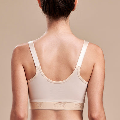 Caress by Marena Low-Coverage Pocketed Mastectomy Bra, back view, beige