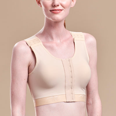Caress by Marena High Coverage Pocketed Bra, front view, beige