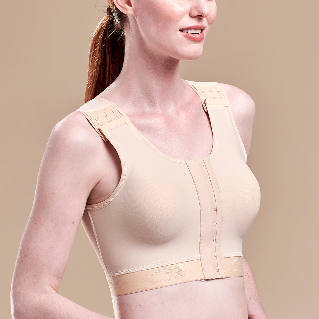 Caress by Marena High Coverage Pocketed Bra, side view, beige