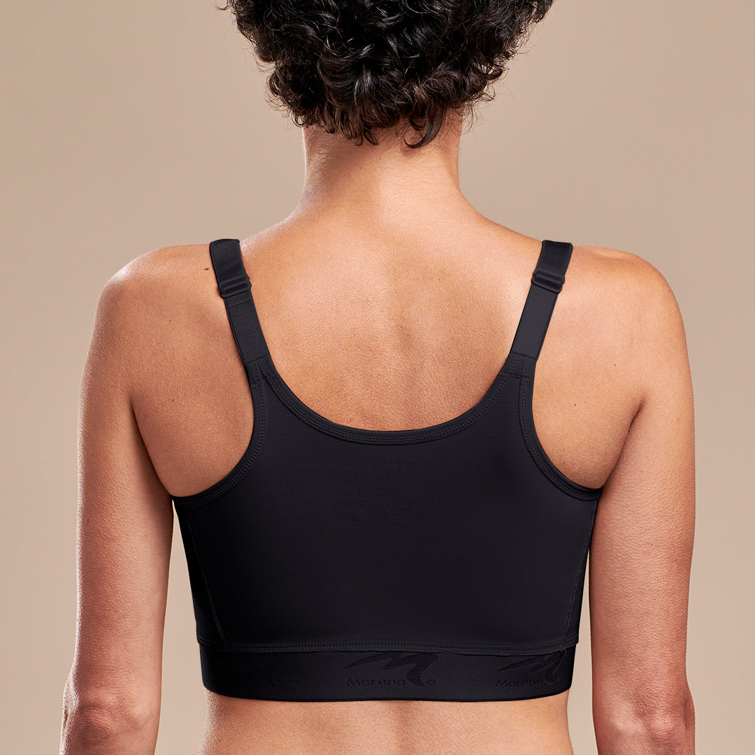 Caress by Marena Medium Coverage Pocketed Bra, back view, black