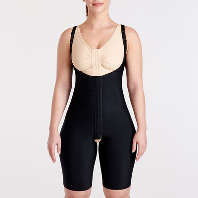 Marena Recovery style FBCS short-length compression BBL bodysuit front view in black.