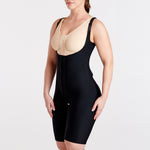 Marena Recovery style FBCS short-length compression BBL bodysuit front side view in black.