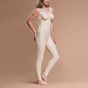 Marena Recovery style FBL ankle-length compression girdle, side zipper view in beige.