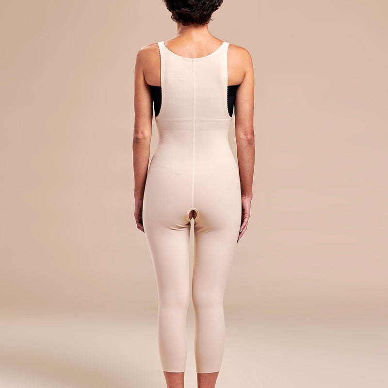 Marena Recovery style FBM2 zipperless compression girdle with suspenders,  front view in beige