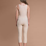 Marena Recovery style FBM calf-length compression girdle, back view in beige.