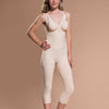 Marena Recovery style FBM calf-length compression girdle, front pose view in beige.