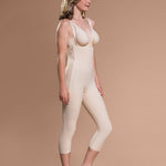 Marena Recovery style FBM calf-length compression girdle, size zipper view in beige.