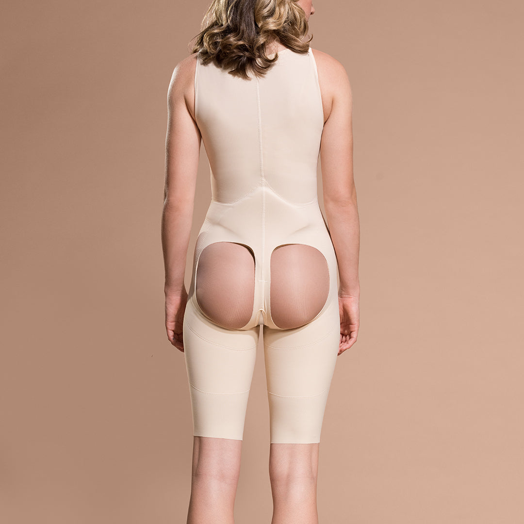 Above the knee faja with suspender straps and hook closure