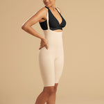 Marena Recovery style FBS2 short length compression girdle, pose view in beige.
