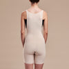 Marena Recovery style FBT2 mid thigh length compression girdle with suspenders, back view in beige