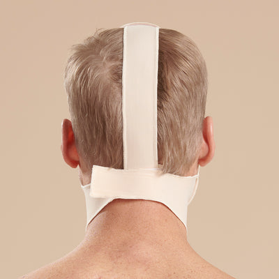 Marena Recovery style FM100-A minimal coverage, no neck compression face mask, back view in beige shown on male model
