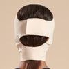 Marena Recovery style FM300-C medium coverage, full neck length compression face mask back view in beige shown on female model
