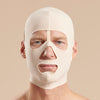 Marena Recovery style FM500 full coverage post-surgical compression face mask front view in beige, shown on male model