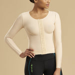 Marena Recovery style FV2L long sleeve compression vest, front view in beige