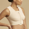 Marena Recovery style FVNSZ sleeveless compression vest with front zipper, side detail view in beige