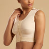 Marena Recovery style FVNS sleeveless compression vest, close up side pose view in beige