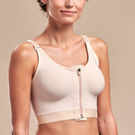 FlexFit™ High Coverage Zip-Front Bra -BNRZ  Pose view, in Beige