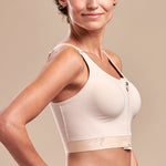 FlexFit™ High Coverage Zip-Front Bra -BNRZ Side view, in Beige