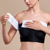 Marena Recovery style ISB Breast Wrap, front view in white shown with model putting on